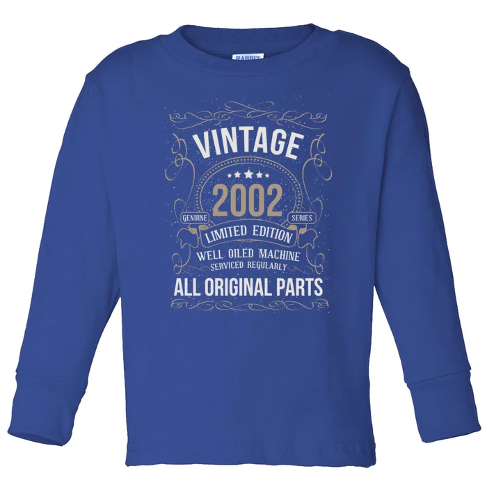 21 Birthday Vintage 2002 Original Parts Car Enthusiast Gift Toddler Long Sleeve Shirt