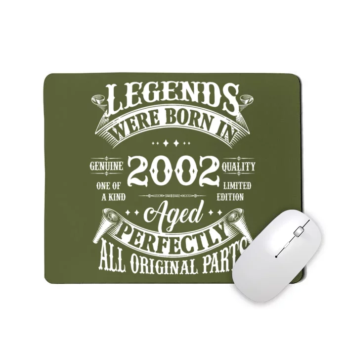 22nd Birthday Vintage Legends Born In 2002 22 Years Old Mousepad