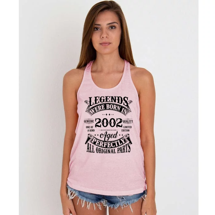 22nd Birthday Vintage Legends Born In 2002 22 Years Old Women's Knotted Racerback Tank