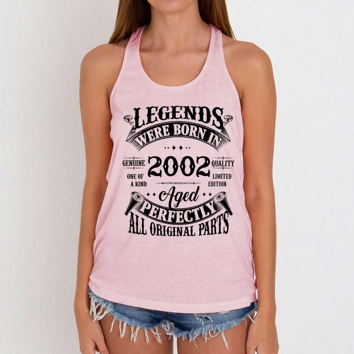 22nd Birthday Vintage Legends Born In 2002 22 Years Old Women's Knotted Racerback Tank