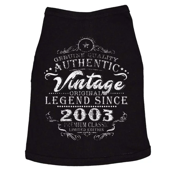 20th Birthday Vintage Legend Since 2003 Doggie Tank