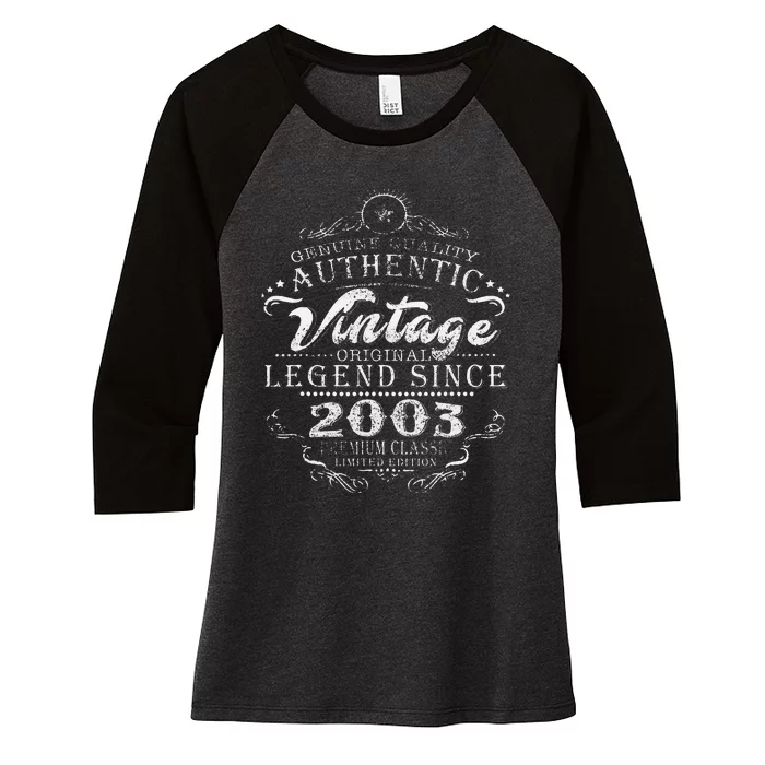 20th Birthday Vintage Legend Since 2003 Women's Tri-Blend 3/4-Sleeve Raglan Shirt