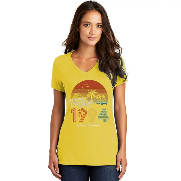 29th Birthday Vintage Limited Edition 1994 Women's V-Neck T-Shirt