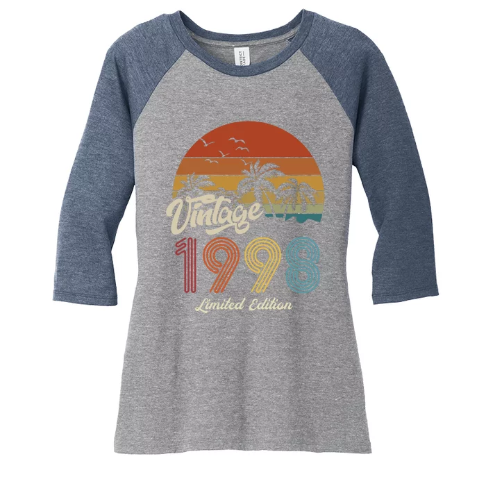 25th Birthday Vintage Limited Edition 1998 Women's Tri-Blend 3/4-Sleeve Raglan Shirt