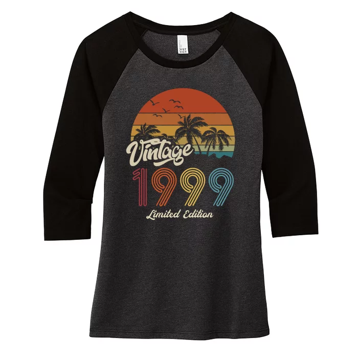 24th Birthday Vintage Limited Edition 1999 Women's Tri-Blend 3/4-Sleeve Raglan Shirt