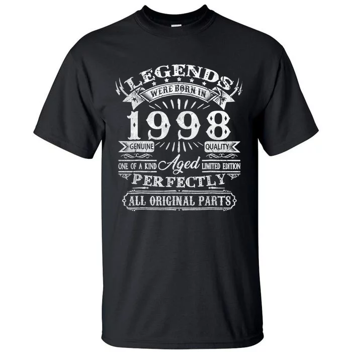 25th Birthday Vintage Legends Born In 1998 25 Years Old Tall T-Shirt