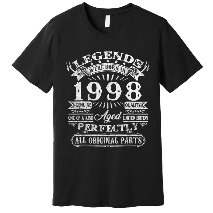 25th Birthday Vintage Legends Born In 1998 25 Years Old Premium T-Shirt