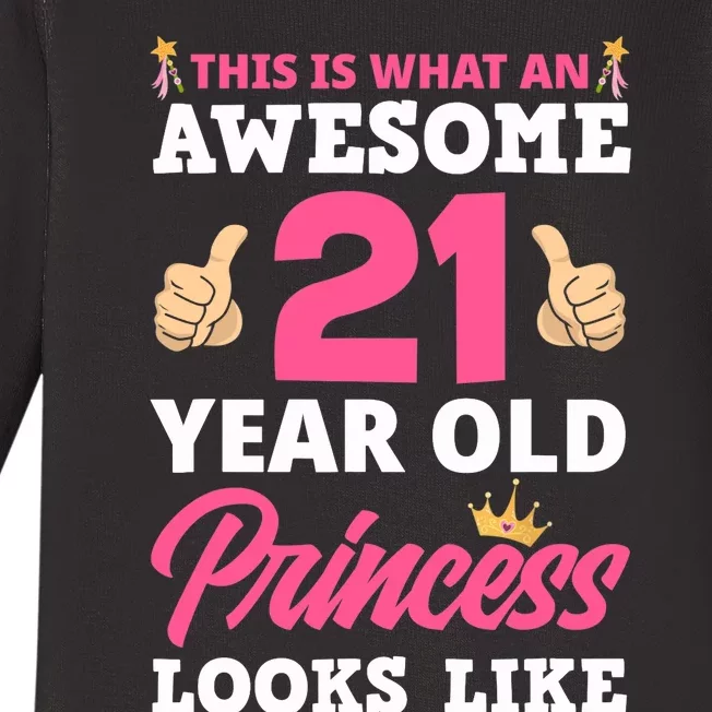 21st Birthday Wo Funny 21 Years Old Birthday Girl Baby Long Sleeve Bodysuit