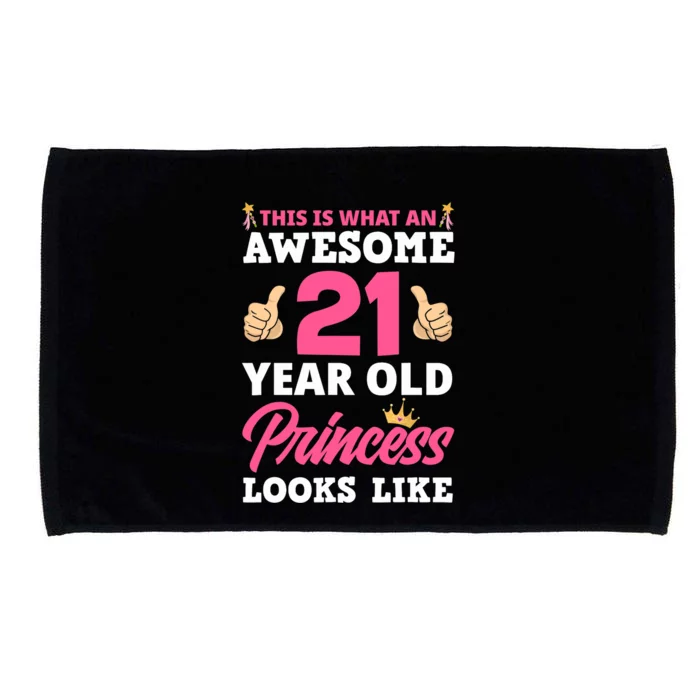 21st Birthday Wo Funny 21 Years Old Birthday Girl Microfiber Hand Towel