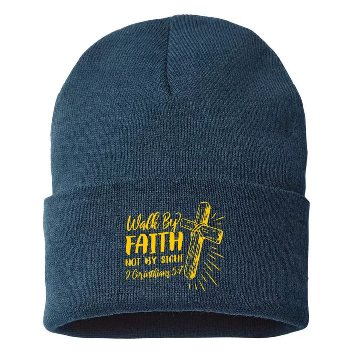 2 Corinthians 5:7 For We Walk By Faith Not By Sight Sustainable Knit Beanie