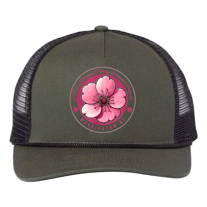 2024 Cherry Blossom Festival Washington Dc Souvenir Retro Rope Trucker Hat Cap