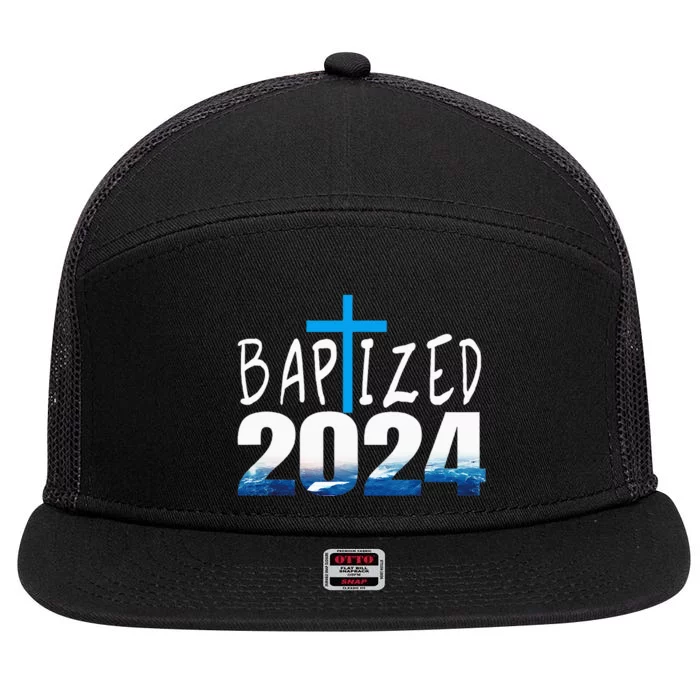 2024 Christian Baptism Baptized 7 Panel Mesh Trucker Snapback Hat