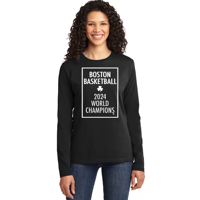 2024 Champions Boston Basketball Ladies Long Sleeve Shirt