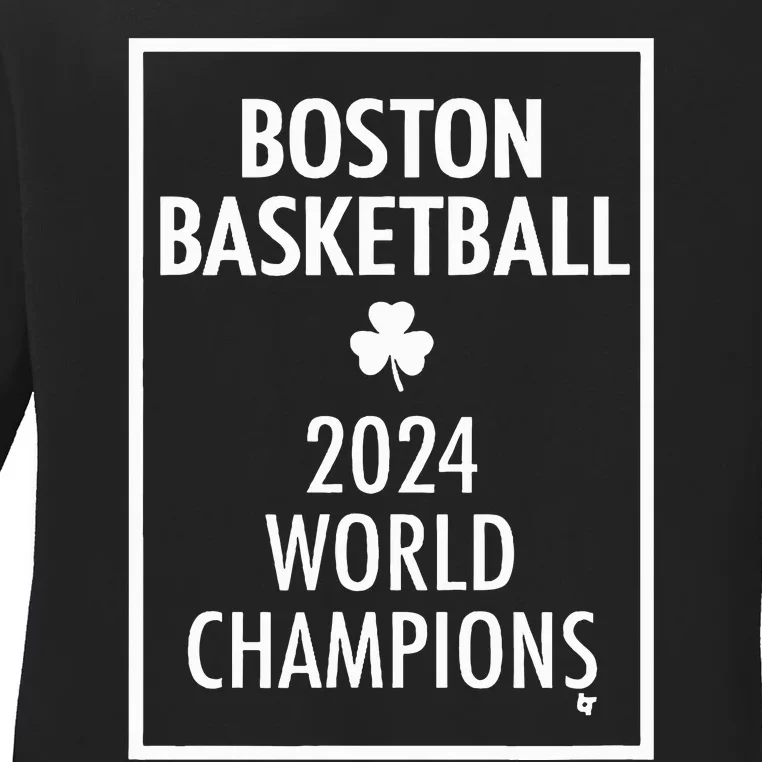 2024 Champions Boston Basketball Ladies Long Sleeve Shirt