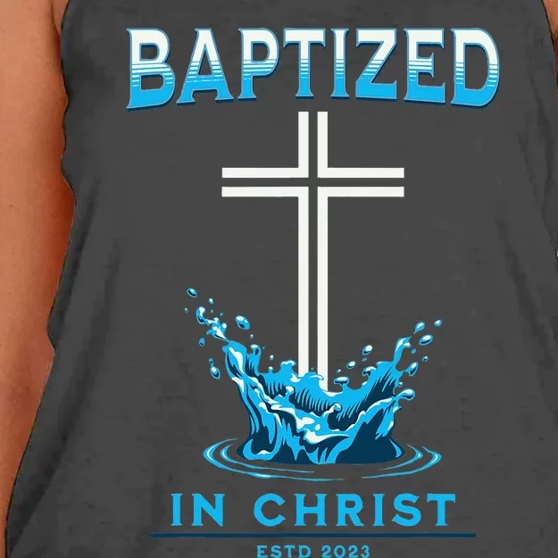 2023 Christian Baptism Baptized In Christ Keepsake Women's Knotted Racerback Tank