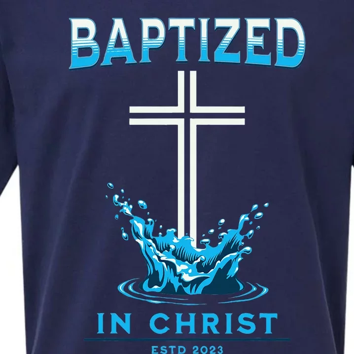 2023 Christian Baptism Baptized In Christ Keepsake Sueded Cloud Jersey T-Shirt