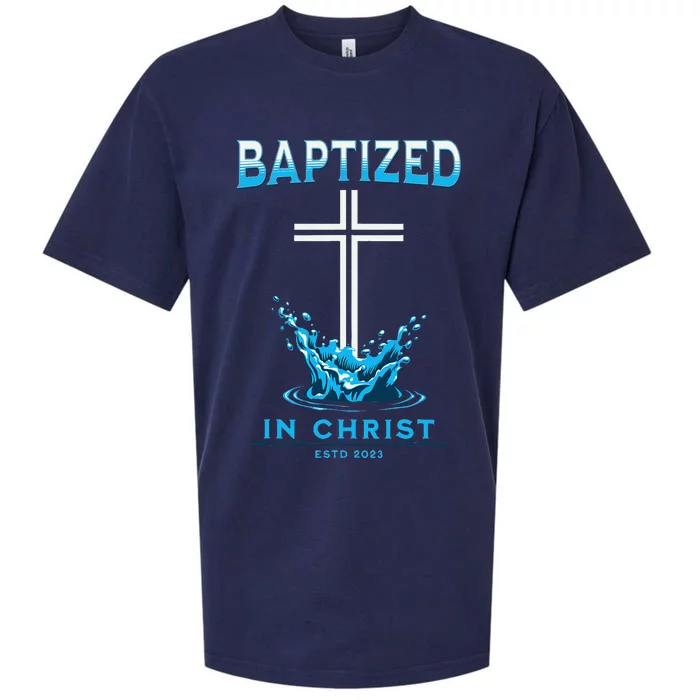 2023 Christian Baptism Baptized In Christ Keepsake Sueded Cloud Jersey T-Shirt