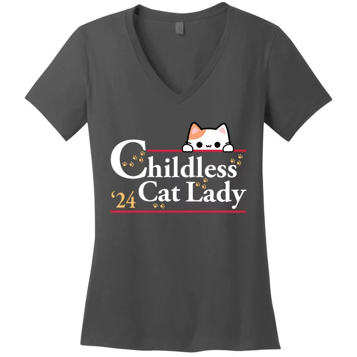 2024 Childless Cat Lady Women's V-Neck T-Shirt