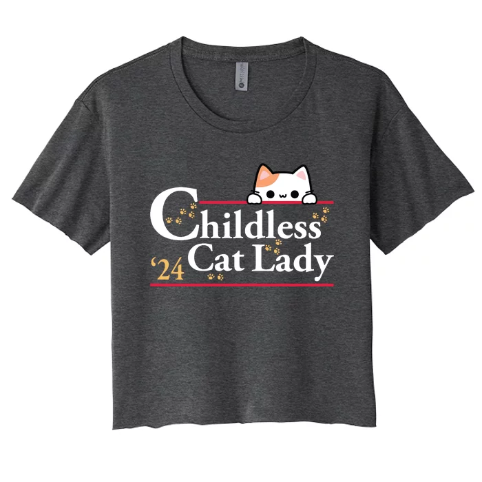 2024 Childless Cat Lady Women's Crop Top Tee