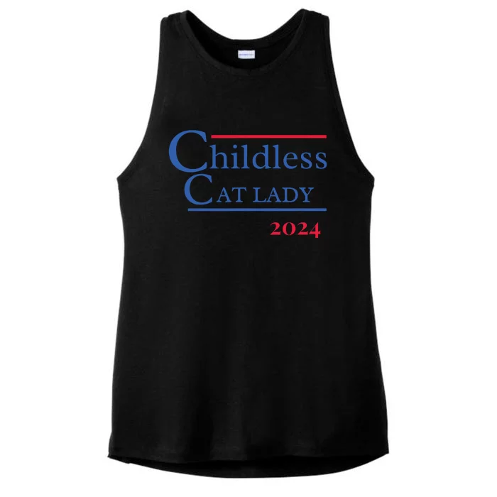 2024 Childless Cat Lady Ladies Tri-Blend Wicking Tank