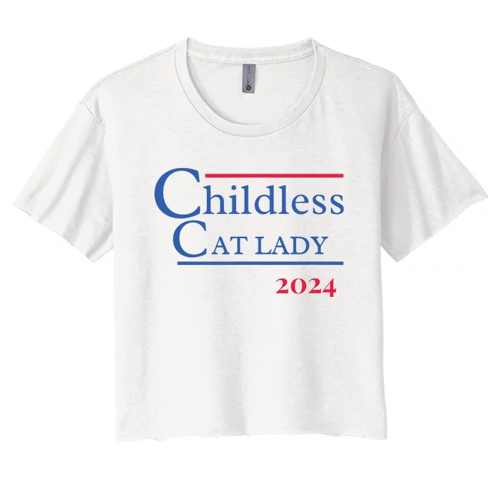 2024 Childless Cat Lady Women's Crop Top Tee