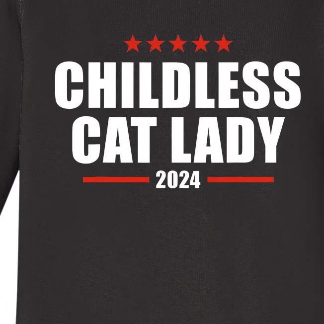 2024 Childless Cat Lady For President Baby Long Sleeve Bodysuit