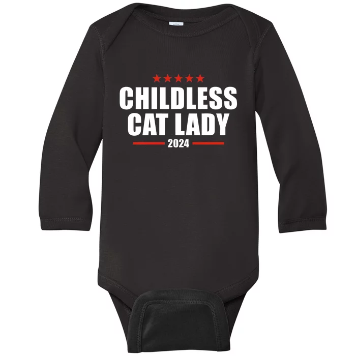 2024 Childless Cat Lady For President Baby Long Sleeve Bodysuit