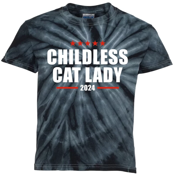 2024 Childless Cat Lady For President Kids Tie-Dye T-Shirt