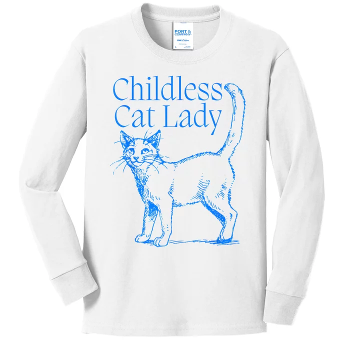 2024 Childless Cat Lady For President Kids Long Sleeve Shirt