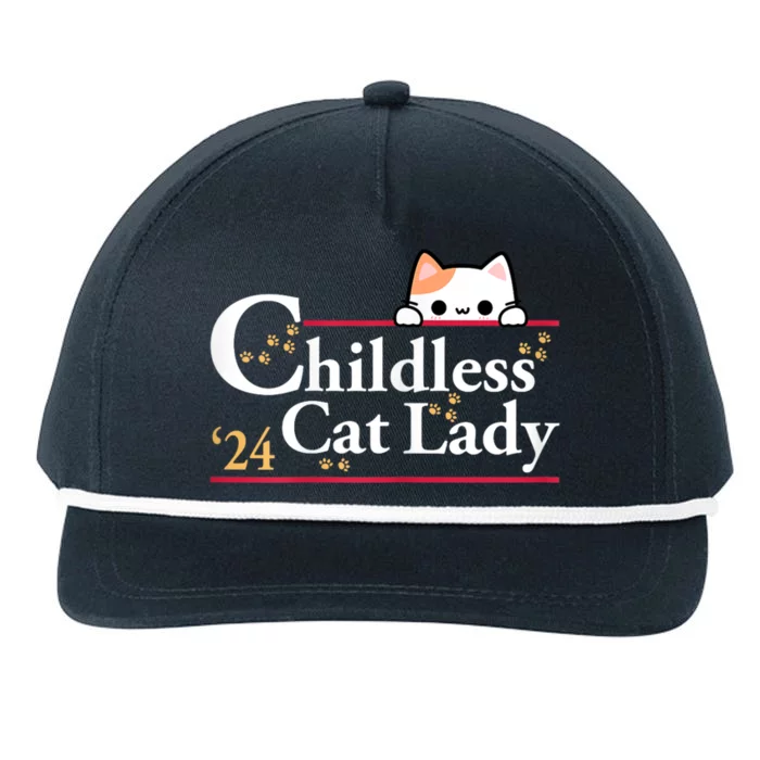 2024 Childless Cat Lady For President Snapback Five-Panel Rope Hat