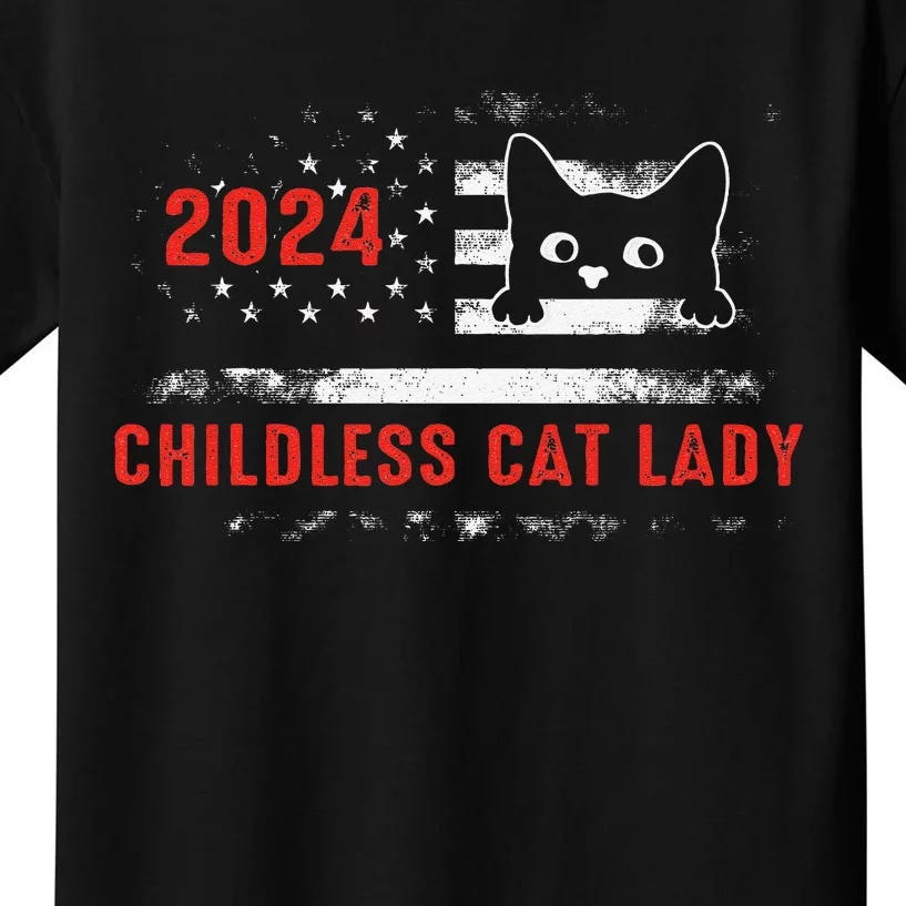 2024 Childless Cat Lady Kids T-Shirt