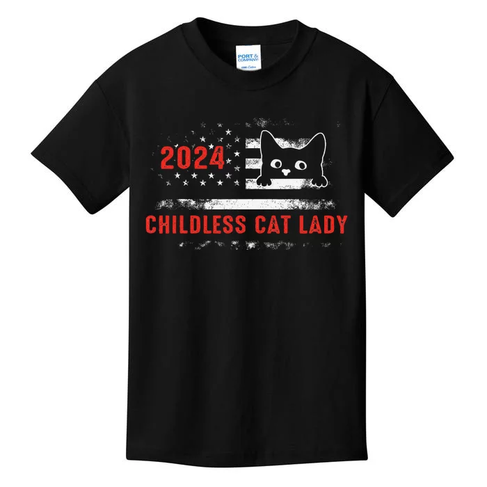 2024 Childless Cat Lady Kids T-Shirt