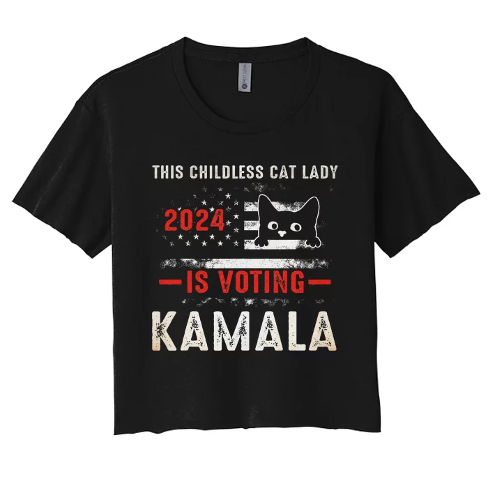 2024 Childless Cat Lady Gift Women's Crop Top Tee