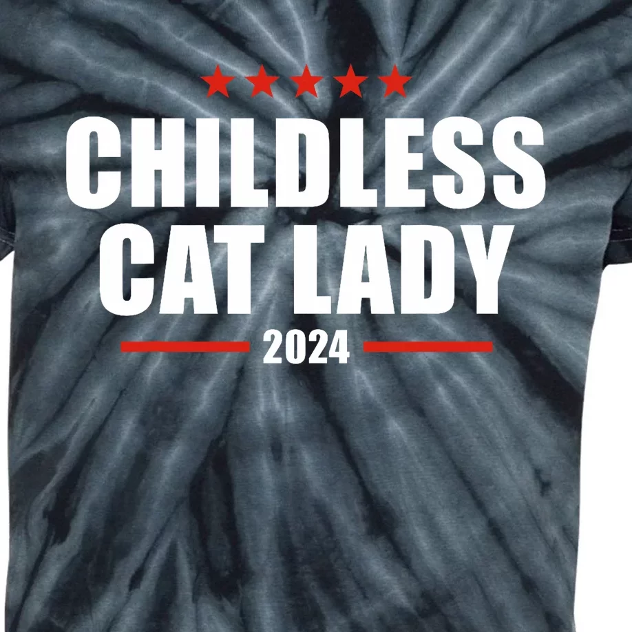 2024 Childless Cat Lady Kids Tie-Dye T-Shirt