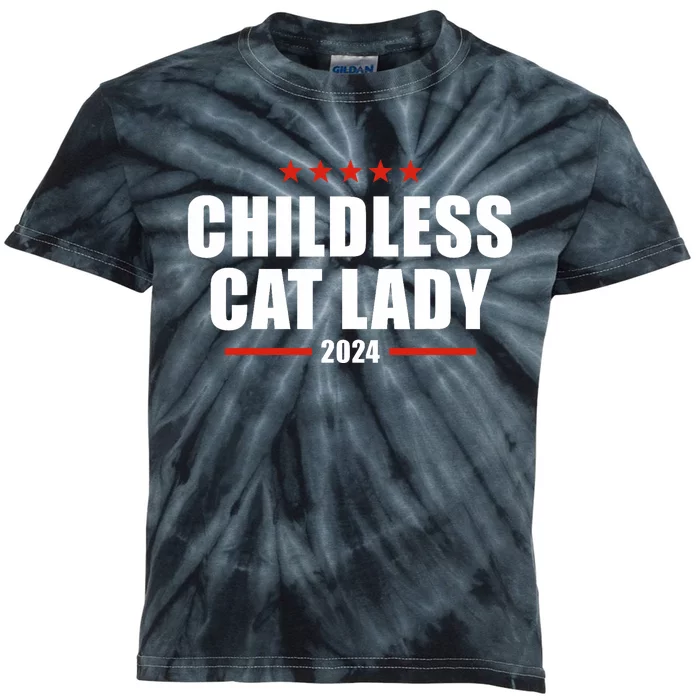 2024 Childless Cat Lady Kids Tie-Dye T-Shirt