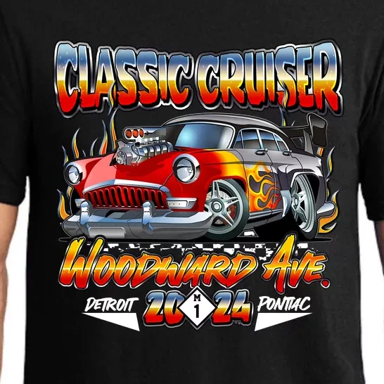 2024 Classic Cruiser Red Muscle Car Detroit To Pontiac Pajama Set