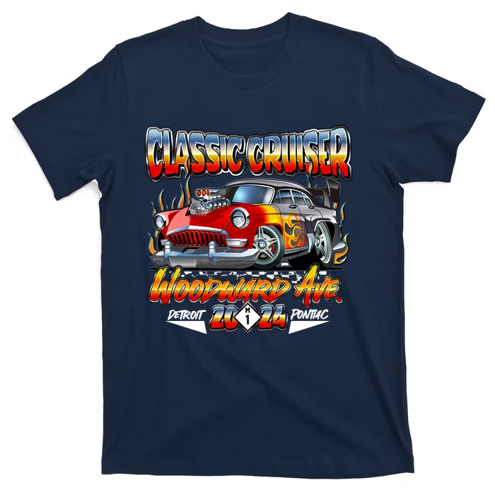 2024 Classic Cruiser Red Muscle Car Detroit To Pontiac T-Shirt