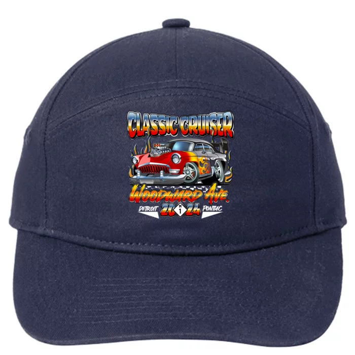 2024 Classic Cruiser Red Muscle Car Detroit To Pontiac 7-Panel Snapback Hat