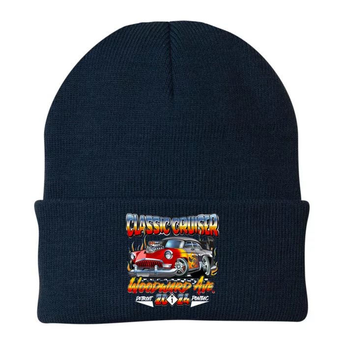 2024 Classic Cruiser Red Muscle Car Detroit To Pontiac Knit Cap Winter Beanie