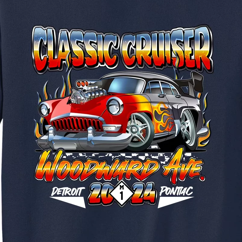 2024 Classic Cruiser Red Muscle Car Detroit To Pontiac Tall Sweatshirt