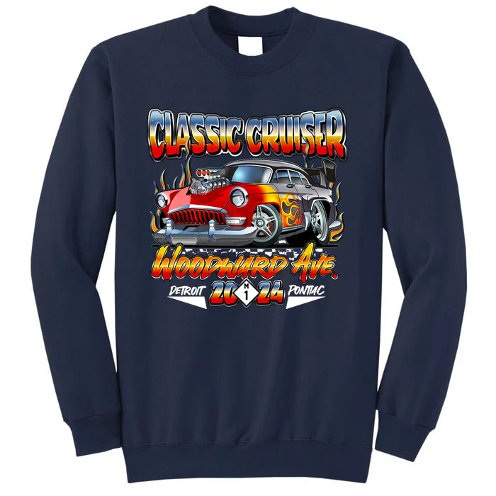 2024 Classic Cruiser Red Muscle Car Detroit To Pontiac Tall Sweatshirt