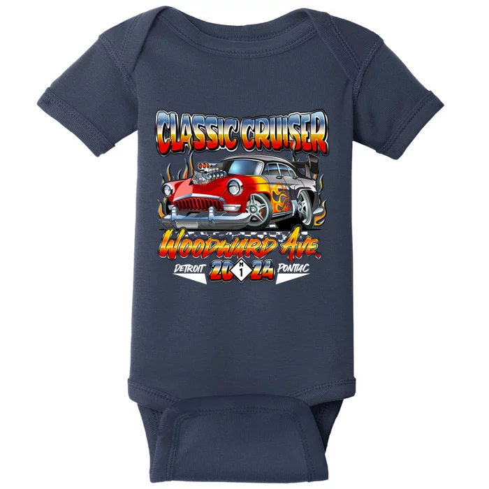 2024 Classic Cruiser Red Muscle Car Detroit To Pontiac Baby Bodysuit