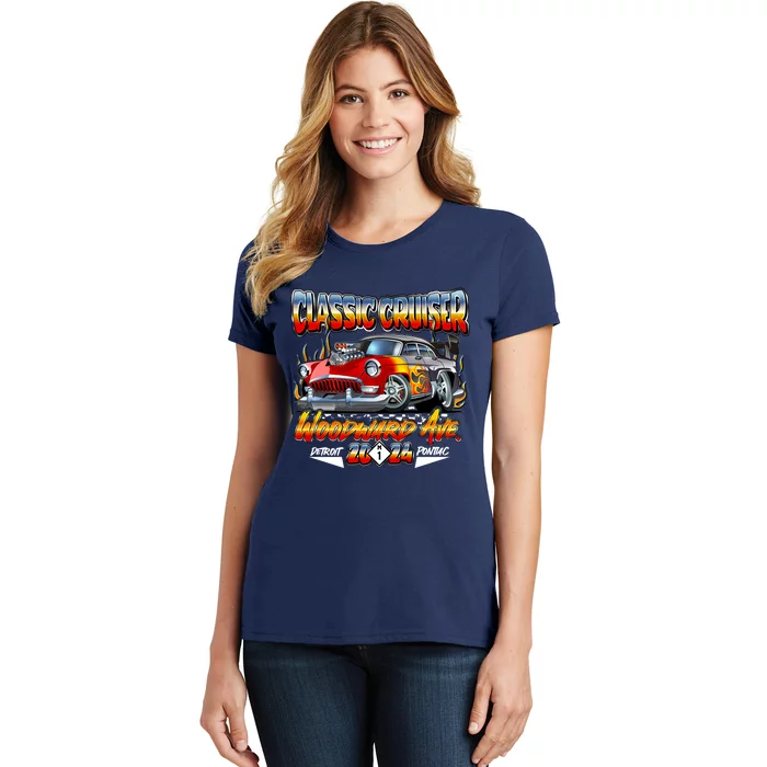 2024 Classic Cruiser Red Muscle Car Detroit To Pontiac Women's T-Shirt