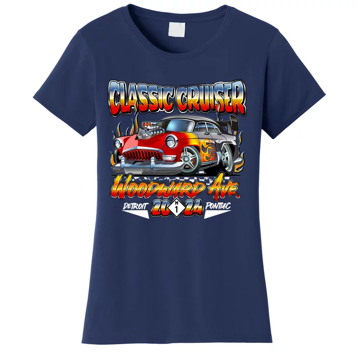 2024 Classic Cruiser Red Muscle Car Detroit To Pontiac Women's T-Shirt