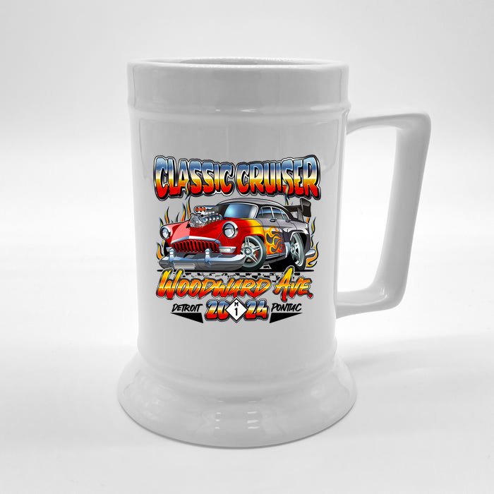 2024 Classic Cruiser Red Muscle Car Detroit To Pontiac Front & Back Beer Stein