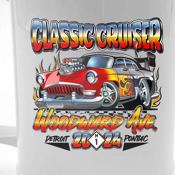 2024 Classic Cruiser Red Muscle Car Detroit To Pontiac Front & Back Beer Stein