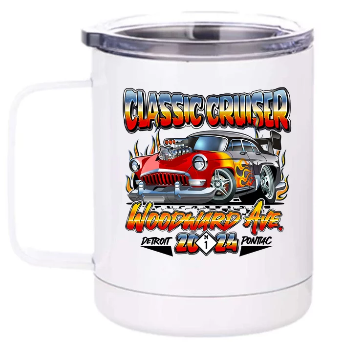 2024 Classic Cruiser Red Muscle Car Detroit To Pontiac Front & Back 12oz Stainless Steel Tumbler Cup