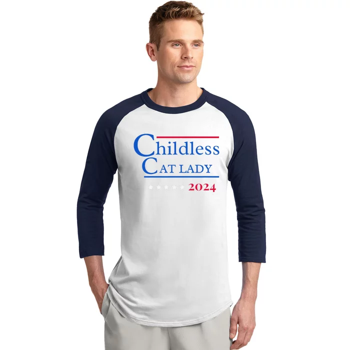 2024 Childless Cat Lady Gift Baseball Sleeve Shirt