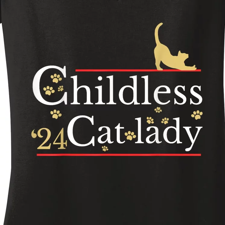 2024 Childless Cat Lady Women's V-Neck T-Shirt