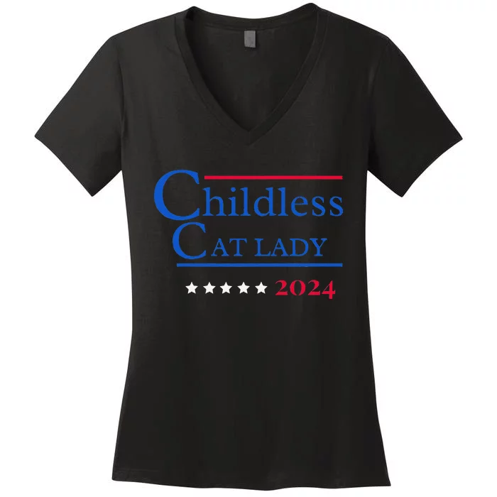 2024 Childless Cat Lady Women's V-Neck T-Shirt